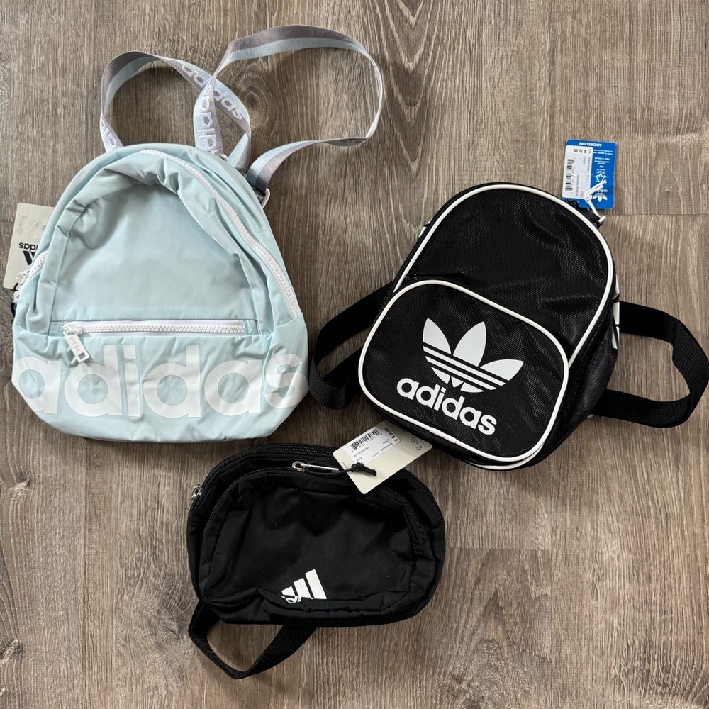 Adidas Black and Light Blue Backpack Trio